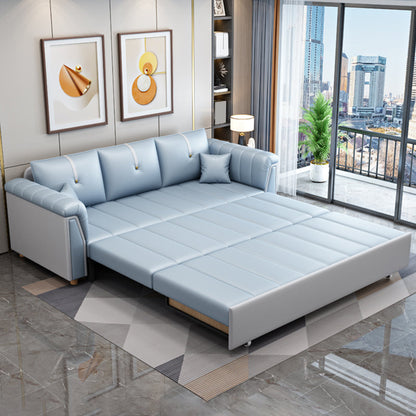 Square Arm Standard Couch Bed Contemporary Faux Leather Bed Sofa Couch 49"L x 31.5"W x 33.5"H Clearhalo 'furn' 'furn_sofas' 'Furniture' 'Living Room Furniture' 'Sofa' 'sofas' 5421181