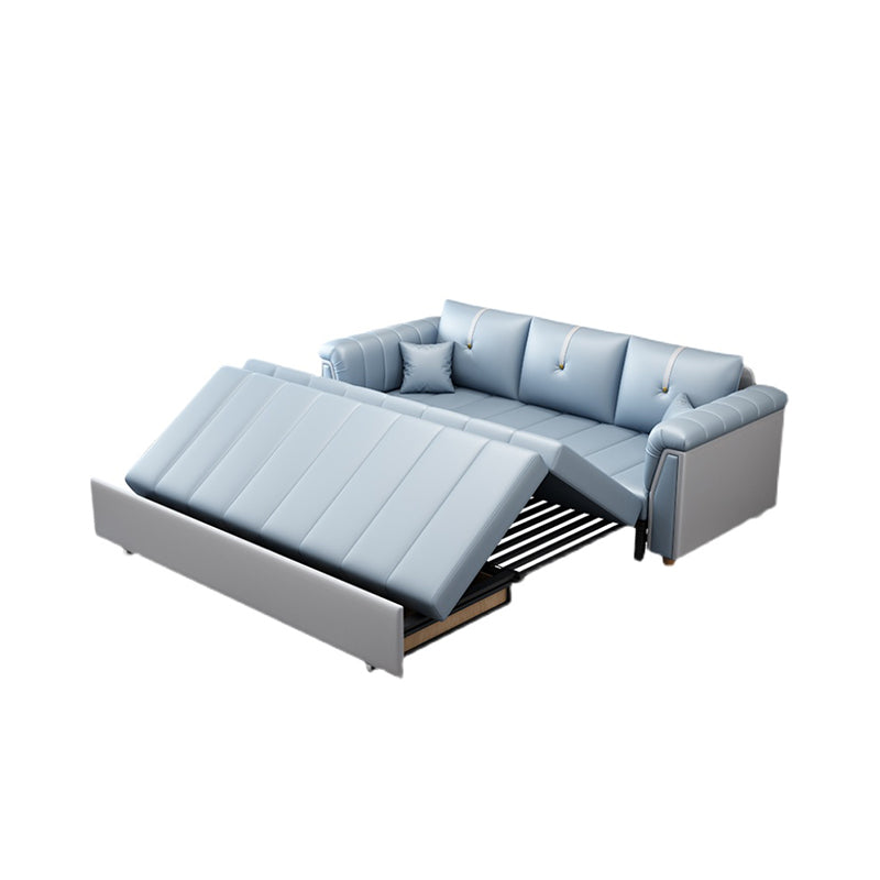 Square Arm Standard Couch Bed Contemporary Faux Leather Bed Sofa Couch Clearhalo 'furn' 'furn_sofas' 'Furniture' 'Living Room Furniture' 'Sofa' 'sofas' 5421182