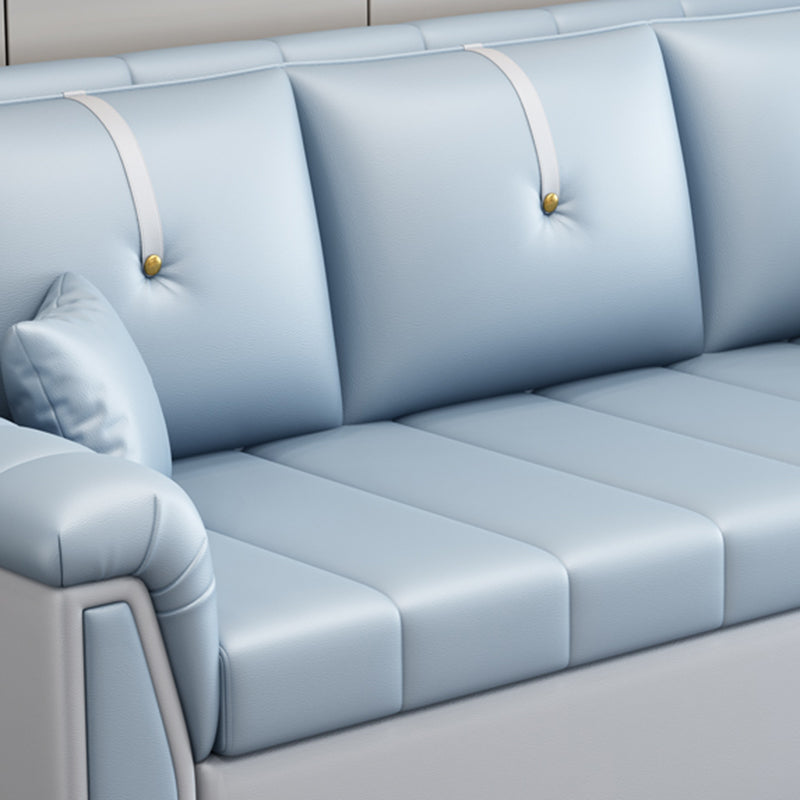 Square Arm Standard Couch Bed Contemporary Faux Leather Bed Sofa Couch Clearhalo 'furn' 'furn_sofas' 'Furniture' 'Living Room Furniture' 'Sofa' 'sofas' 5421184