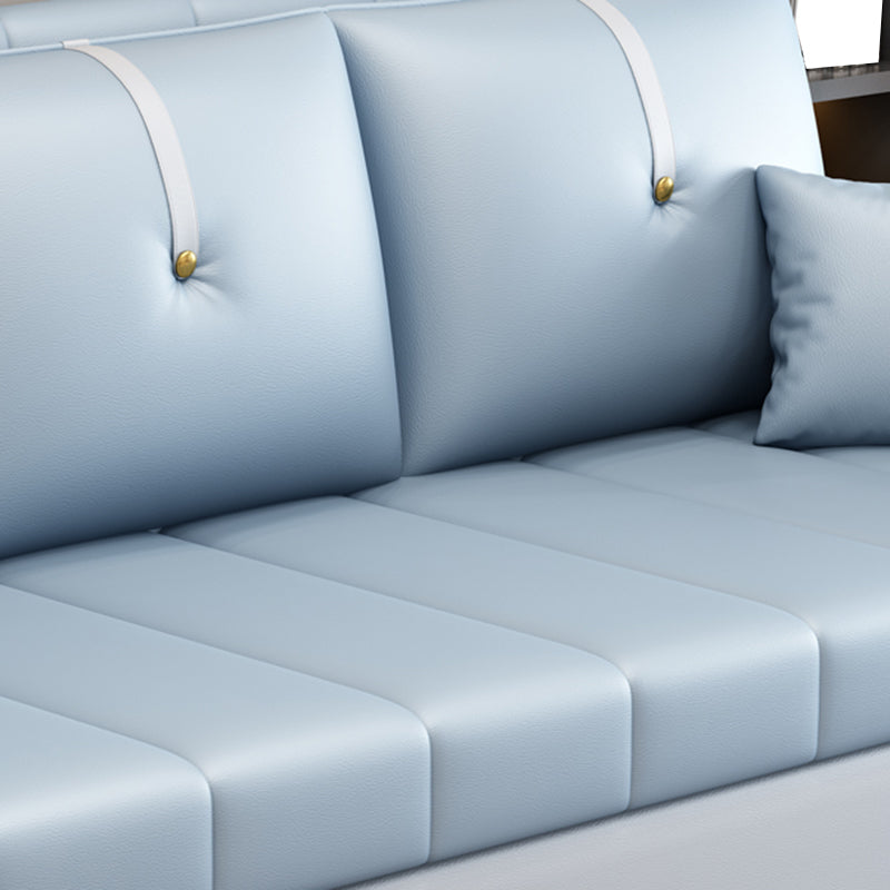 Square Arm Standard Couch Bed Contemporary Faux Leather Bed Sofa Couch Clearhalo 'furn' 'furn_sofas' 'Furniture' 'Living Room Furniture' 'Sofa' 'sofas' 5421185