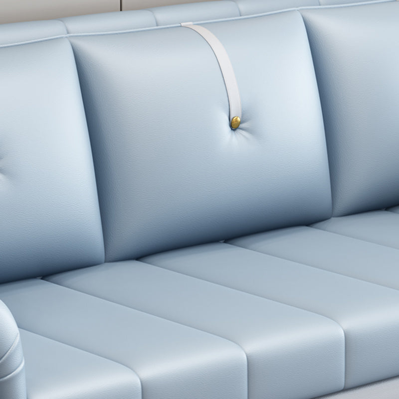 Square Arm Standard Couch Bed Contemporary Faux Leather Bed Sofa Couch Clearhalo 'furn' 'furn_sofas' 'Furniture' 'Living Room Furniture' 'Sofa' 'sofas' 5421186