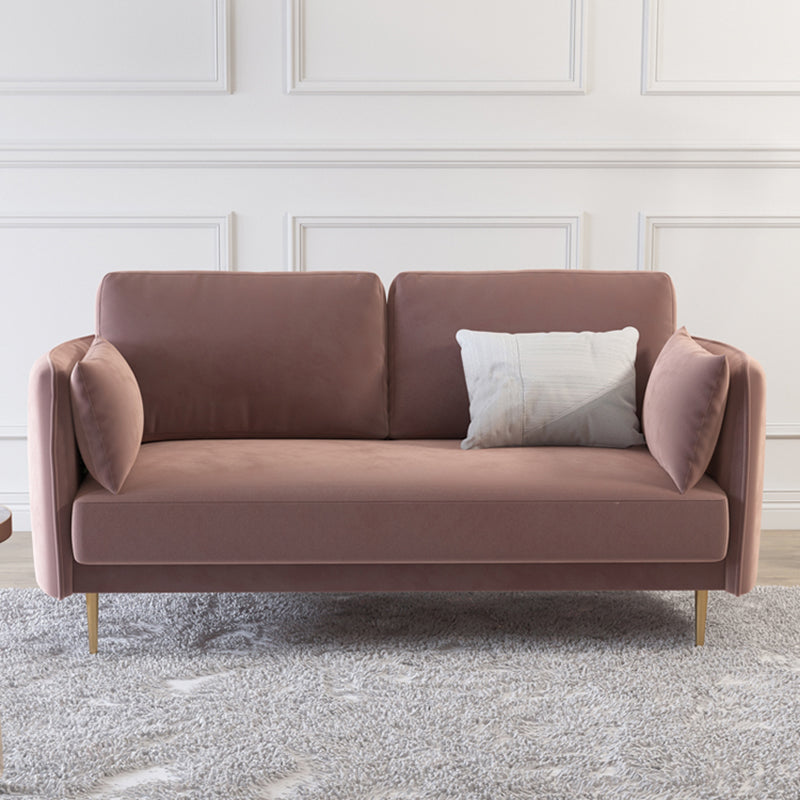 Square Arm Contemporary Settee Sofa Standard Velvet Settee Couch Clearhalo 'furn' 'furn_sofas' 'Furniture' 'Living Room Furniture' 'Sofa' 'sofas' 5421253