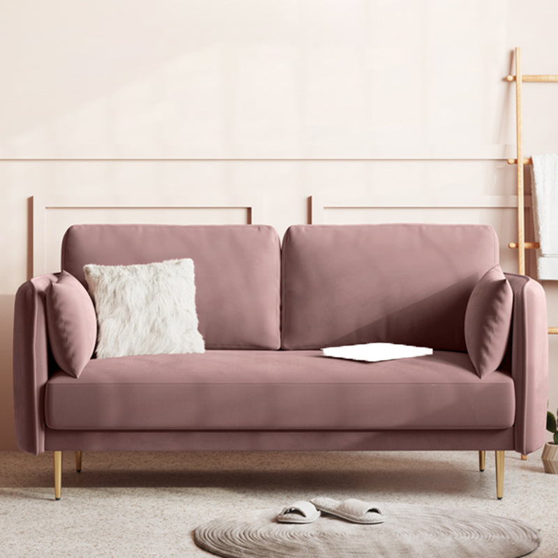 Square Arm Contemporary Settee Sofa Standard Velvet Settee Couch Clearhalo 'furn' 'furn_sofas' 'Furniture' 'Living Room Furniture' 'Sofa' 'sofas' 5421256
