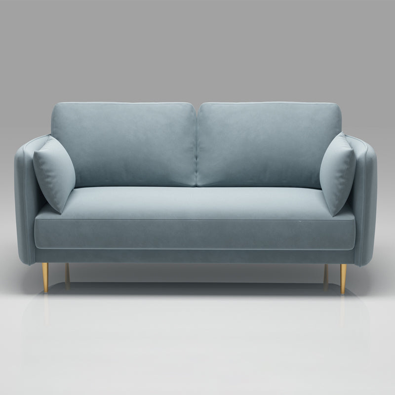 Square Arm Contemporary Settee Sofa Standard Velvet Settee Couch Light Blue Clearhalo 'furn' 'furn_sofas' 'Furniture' 'Living Room Furniture' 'Sofa' 'sofas' 5421263