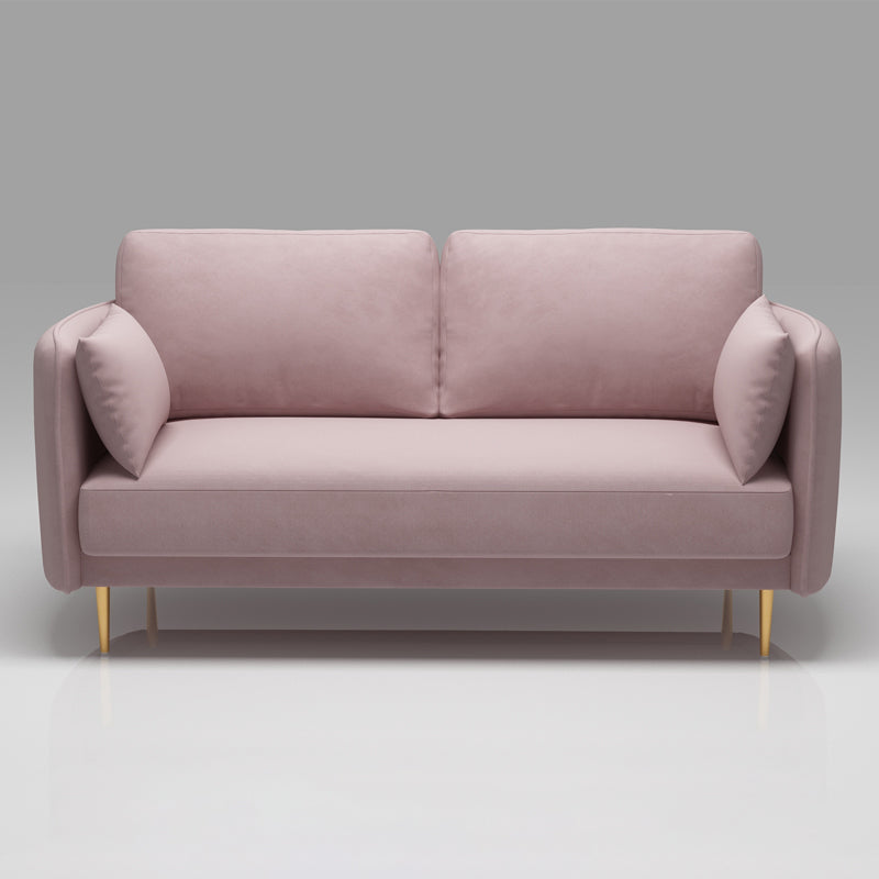Square Arm Contemporary Settee Sofa Standard Velvet Settee Couch Light Pink Clearhalo 'furn' 'furn_sofas' 'Furniture' 'Living Room Furniture' 'Sofa' 'sofas' 5421264