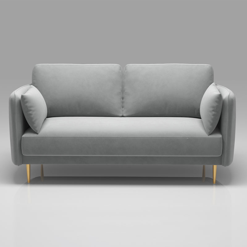 Square Arm Contemporary Settee Sofa Standard Velvet Settee Couch Light Gray Clearhalo 'furn' 'furn_sofas' 'Furniture' 'Living Room Furniture' 'Sofa' 'sofas' 5421266