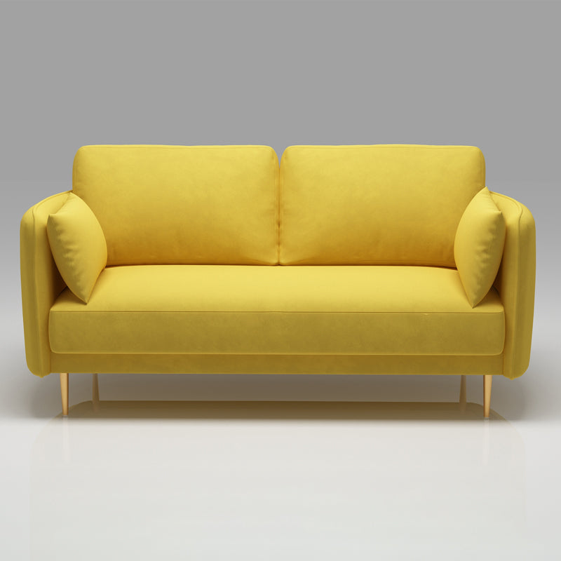 Square Arm Contemporary Settee Sofa Standard Velvet Settee Couch Yellow Clearhalo 'furn' 'furn_sofas' 'Furniture' 'Living Room Furniture' 'Sofa' 'sofas' 5421267