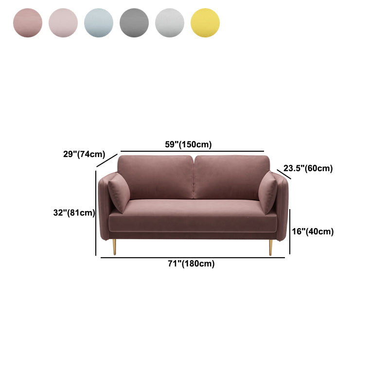 Square Arm Contemporary Settee Sofa Standard Velvet Settee Couch Clearhalo 'furn' 'furn_sofas' 'Furniture' 'Living Room Furniture' 'Sofa' 'sofas' 5421270