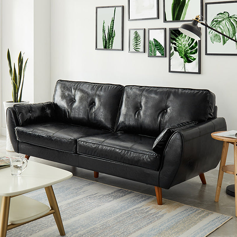 Faux lederen eigentijdse getufte standaard wijd uitlopende arm settee bank