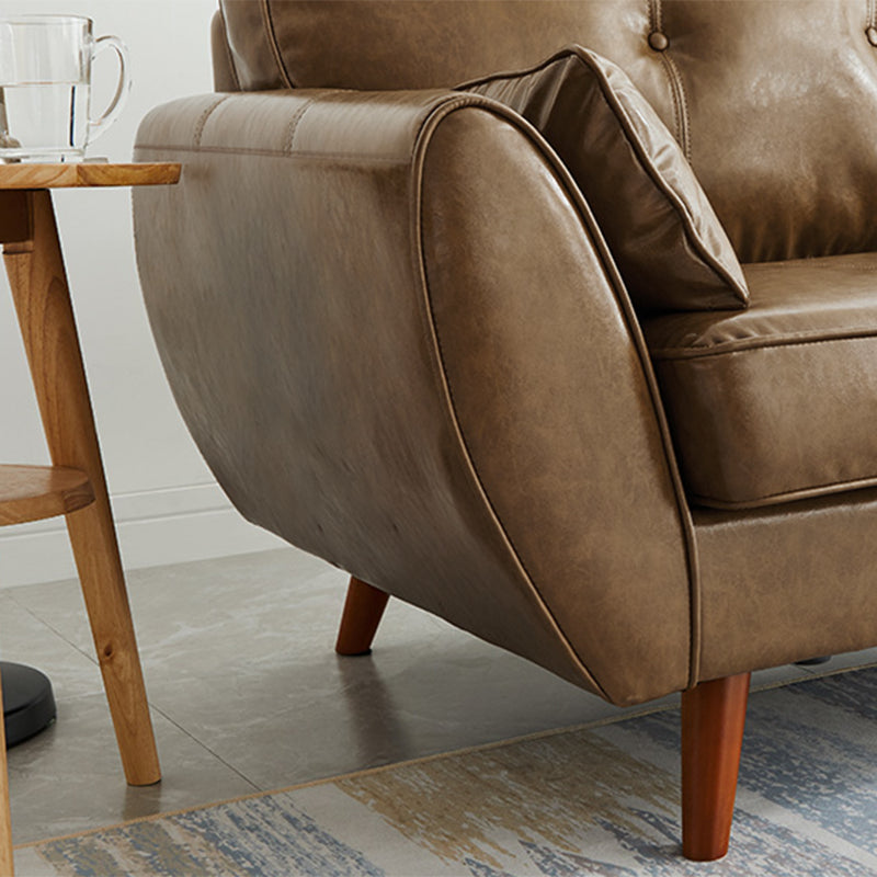 Faux lederen eigentijdse getufte standaard wijd uitlopende arm settee bank