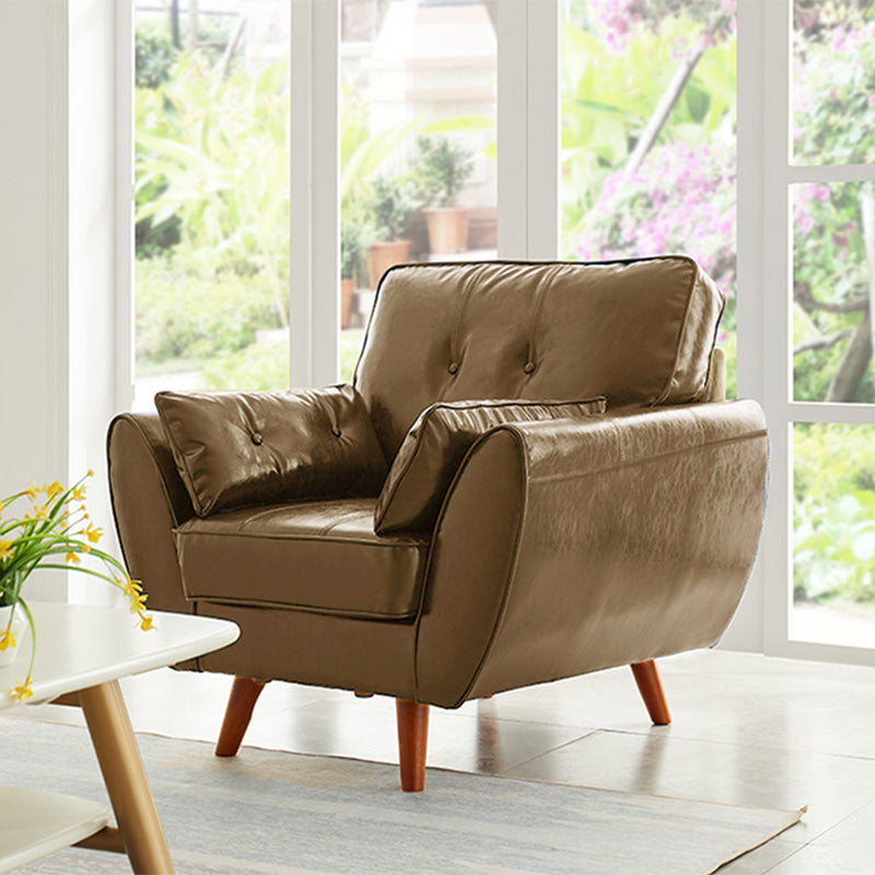 Faux lederen eigentijdse getufte standaard wijd uitlopende arm settee bank