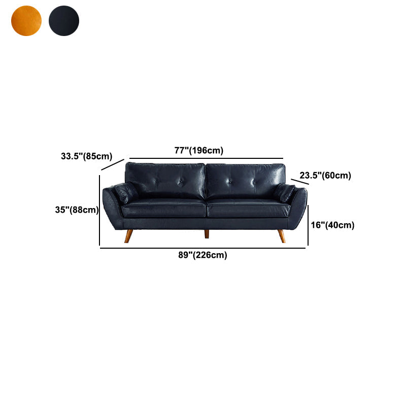 Faux lederen eigentijdse getufte standaard wijd uitlopende arm settee bank