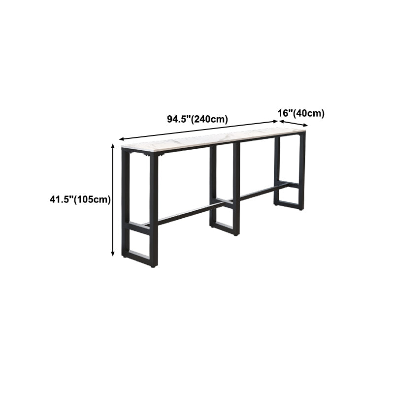 Industrial Black Iron Bar Table White Faux Marble Rectangle Top 41.3"H Bistro Table Clearhalo 'Bar Furniture' 'Bar Tables' 'bar_tables' 'furn' 'furn_bar_tables' 'Furniture' 'furniture_bar_tables' 'Kitchen & Dining Furniture' 5421313