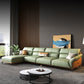 Pillow Arms Sectional Green Modern Faux Leather Living Room Sofa & Chaise 146"L x 71"W x 35"H Sponge Clearhalo 'furn' 'furn_sectionals' 'Furniture' 'Living Room Furniture' 'Sectionals' 5421400