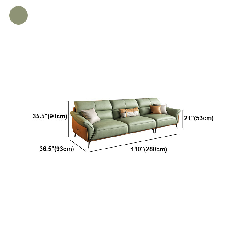 Pillow Arms Sectional Green Modern Faux Leather Living Room Sofa & Chaise Clearhalo 'furn' 'furn_sectionals' 'Furniture' 'Living Room Furniture' 'Sectionals' 5421410