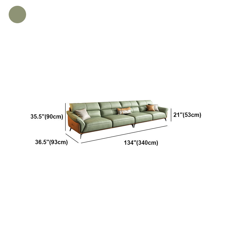 Pillow Arms Sectional Green Modern Faux Leather Living Room Sofa & Chaise Clearhalo 'furn' 'furn_sectionals' 'Furniture' 'Living Room Furniture' 'Sectionals' 5421412