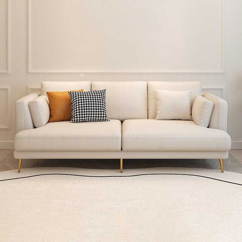 Contemporary Faux Leather Sofa Recessed Arm Furniture Sectionals in Beige