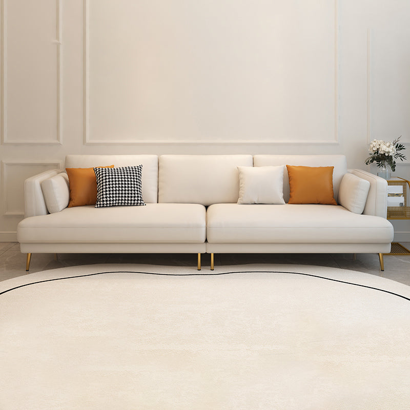 Contemporary Faux Leather Sofa Recessed Arm Furniture Sectionals in Beige