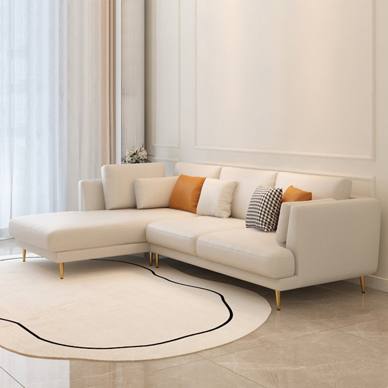 Contemporary Faux Leather Sofa Recessed Arm Furniture Sectionals in Beige