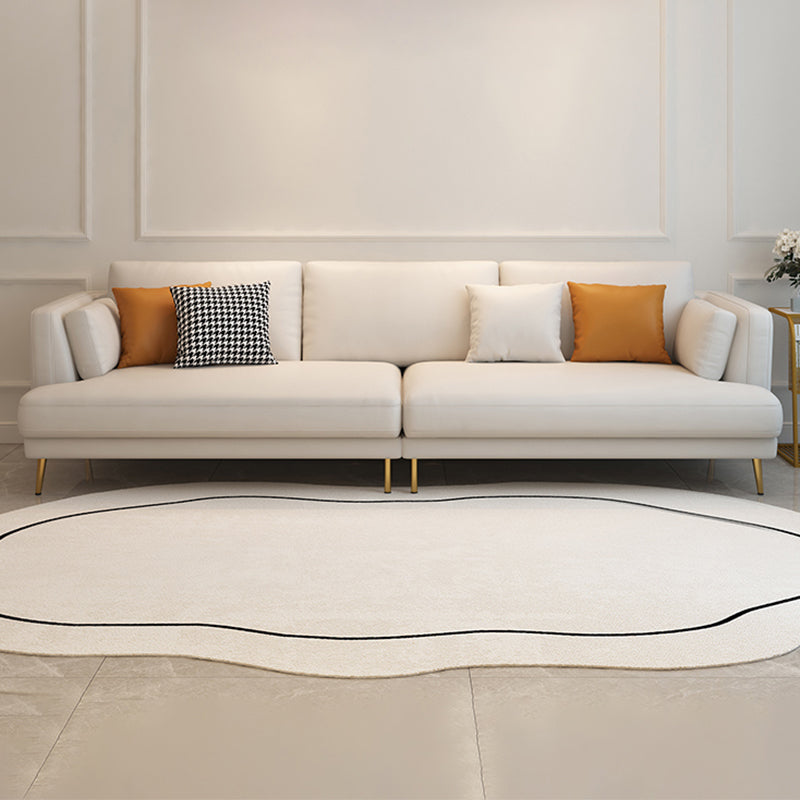 Contemporary Faux Leather Sofa Recessed Arm Furniture Sectionals in Beige