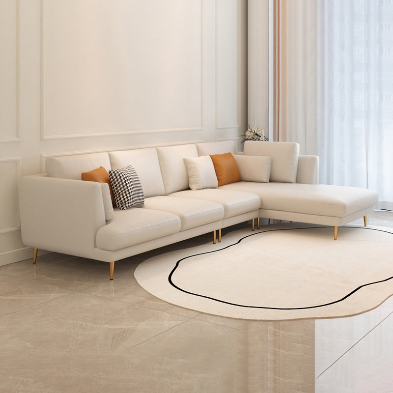 Contemporary Faux Leather Sofa Recessed Arm Furniture Sectionals in Beige