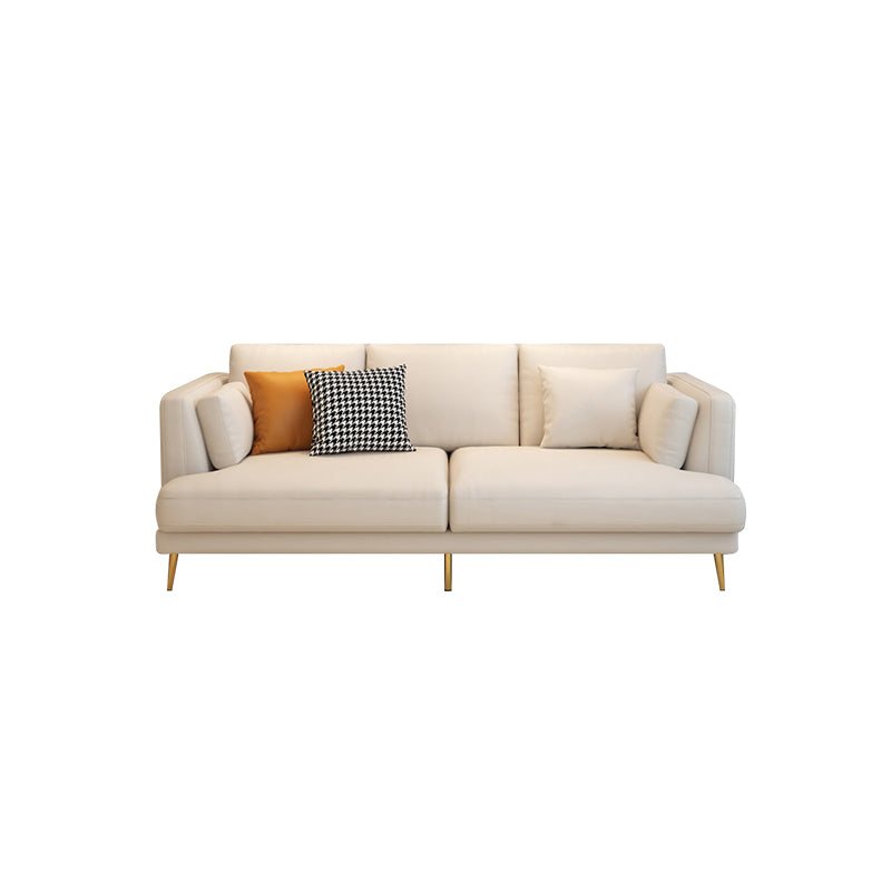 Contemporary Faux Leather Sofa Recessed Arm Furniture Sectionals in Beige
