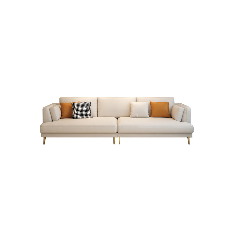 Contemporary Faux Leather Sofa Recessed Arm Furniture Sectionals in Beige