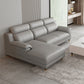 Light-grey Contemporary Sofa Genuine Leather Living Room Sofa & Chaise 105.5"L x 69"W x 35"H Clearhalo 'furn' 'furn_sectionals' 'Furniture' 'Living Room Furniture' 'Sectionals' 5421497