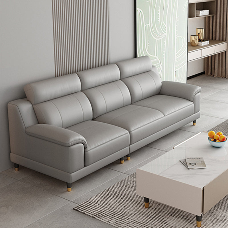 Light-grey Contemporary Sofa Genuine Leather Living Room Sofa & Chaise 105.5"L x 38.5"W x 35"H Clearhalo 'furn' 'furn_sectionals' 'Furniture' 'Living Room Furniture' 'Sectionals' 5421499