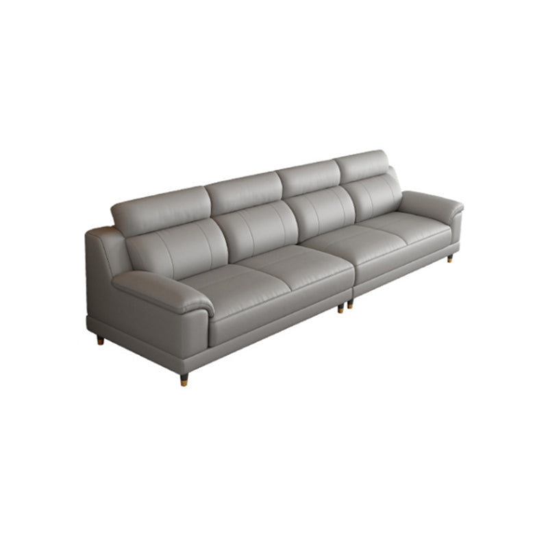 Light-grey Contemporary Sofa Genuine Leather Living Room Sofa & Chaise Clearhalo 'furn' 'furn_sectionals' 'Furniture' 'Living Room Furniture' 'Sectionals' 5421502