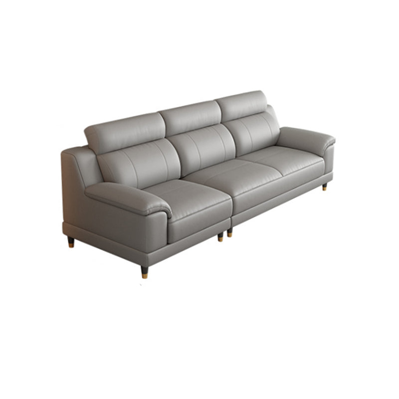 Light-grey Contemporary Sofa Genuine Leather Living Room Sofa & Chaise Clearhalo 'furn' 'furn_sectionals' 'Furniture' 'Living Room Furniture' 'Sectionals' 5421503