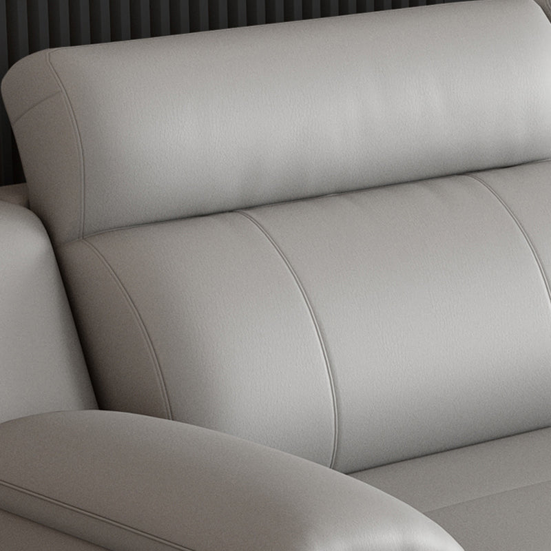 Light-grey Contemporary Sofa Genuine Leather Living Room Sofa & Chaise Clearhalo 'furn' 'furn_sectionals' 'Furniture' 'Living Room Furniture' 'Sectionals' 5421505