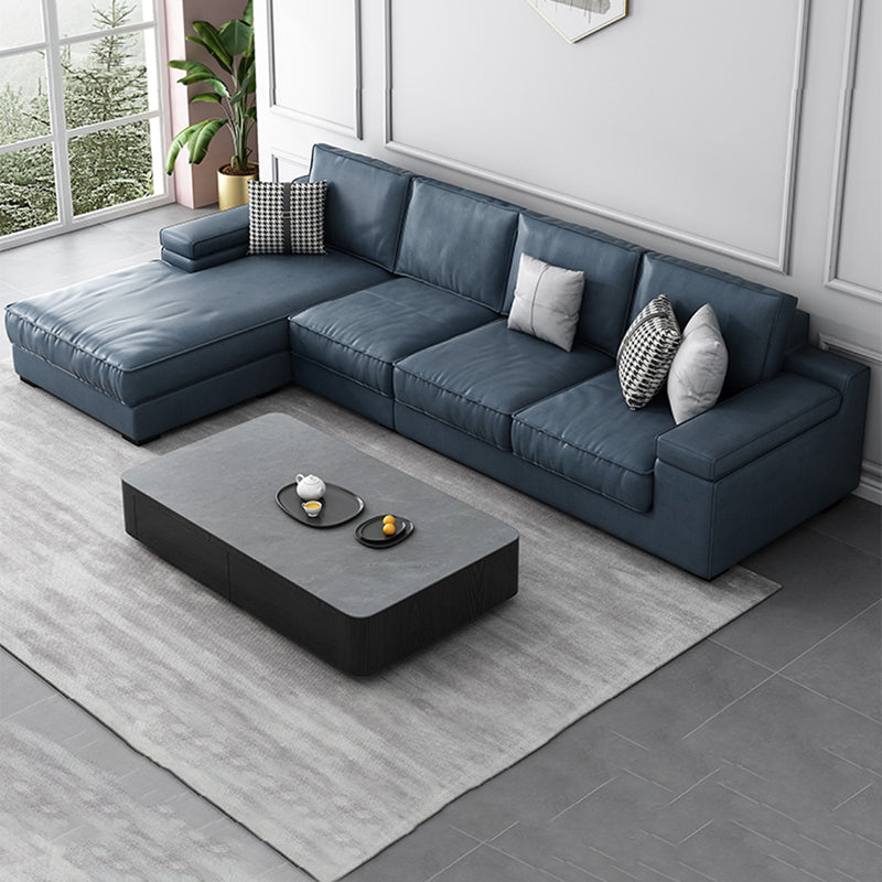 Contemporary Sofa Pillow Top Arm Modular Reversible L-Shape Sectional Couch Blue Clearhalo 'furn' 'furn_sectionals' 'Furniture' 'Living Room Furniture' 'Sectionals' 5421551