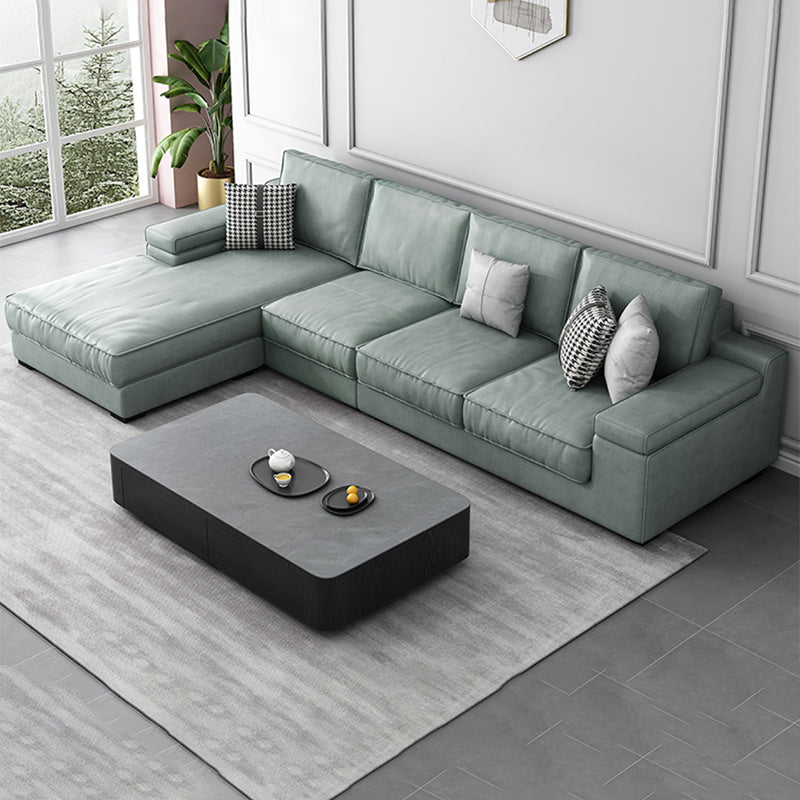 Contemporary Sofa Pillow Top Arm Modular Reversible L-Shape Sectional Couch Light Green Clearhalo 'furn' 'furn_sectionals' 'Furniture' 'Living Room Furniture' 'Sectionals' 5421552