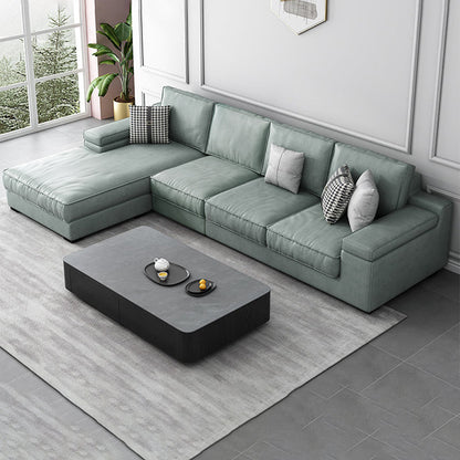 Contemporary Sofa Pillow Top Arm Modular Reversible L-Shape Sectional Couch Light Green Clearhalo 'furn' 'furn_sectionals' 'Furniture' 'Living Room Furniture' 'Sectionals' 5421552
