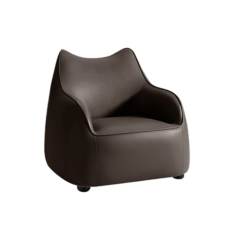 Modern Barrel Chair Genuine Leather Chair with Black Legs for Bedroom Coffee Clearhalo 'Accent Chairs' 'accent_chairs' 'Chairs & Seating' 'furn' 'furn_accent_chairs' 'Furniture' 'Living Room Furniture' 5421566