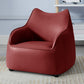 Modern Barrel Chair Genuine Leather Chair with Black Legs for Bedroom 29.5"L x 29.5"W x 35"H Red Clearhalo 'Accent Chairs' 'accent_chairs' 'Chairs & Seating' 'furn' 'furn_accent_chairs' 'Furniture' 'Living Room Furniture' 5421567