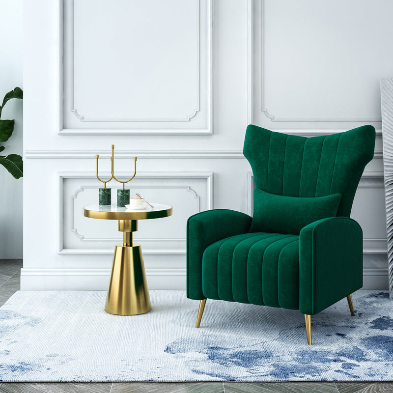 27.26 "L x 34.15" W x 40,94 "H Velvet Wingback -stoel, moderne hellende wapenstoel