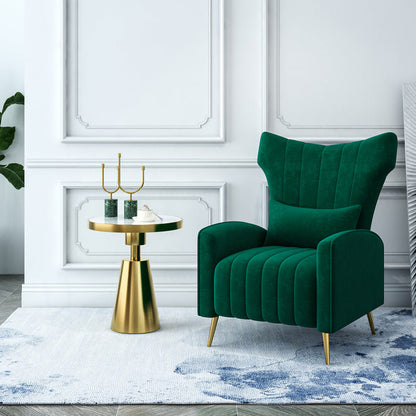 27.26 "L x 34.15" W x 40,94 "H Velvet Wingback -stoel, moderne hellende wapenstoel