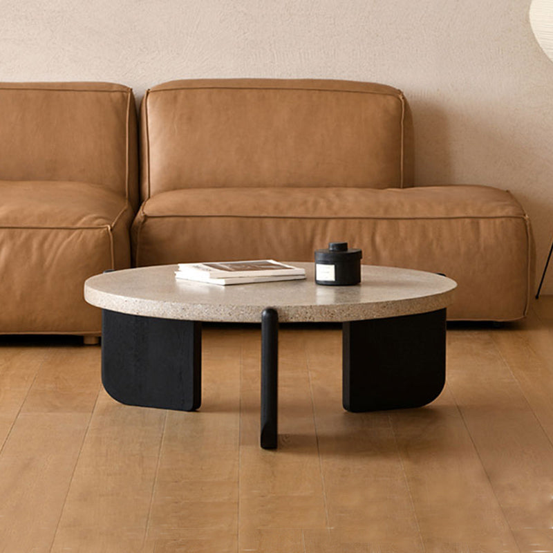 French Country Round Cocktail Table Wood 3 Legs Coffee Table Black Clearhalo 'Coffee & Accent Tables' 'Coffee Tables' 'coffee_tables' 'furn' 'furn_coffee_tables' 'Furniture' 'Living Room Furniture' 5421792