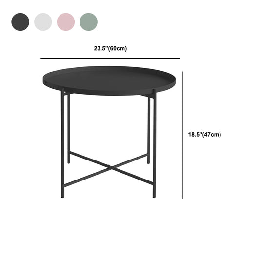 Cross Legs Tray Top Coffee Table Round Metallic Cocktail Table