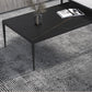 Glam Style White/black/grey Rock Slate Top Metal Base Coffee Table