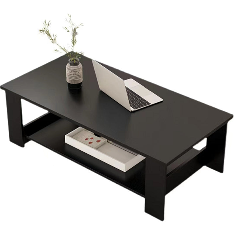 Rectangular Wooden 4 Legs Coffee Cocktail Table with Storage Shelf Clearhalo 'Coffee & Accent Tables' 'Coffee Tables' 'coffee_tables' 'furn' 'furn_coffee_tables' 'Furniture' 'Living Room Furniture' 5421849