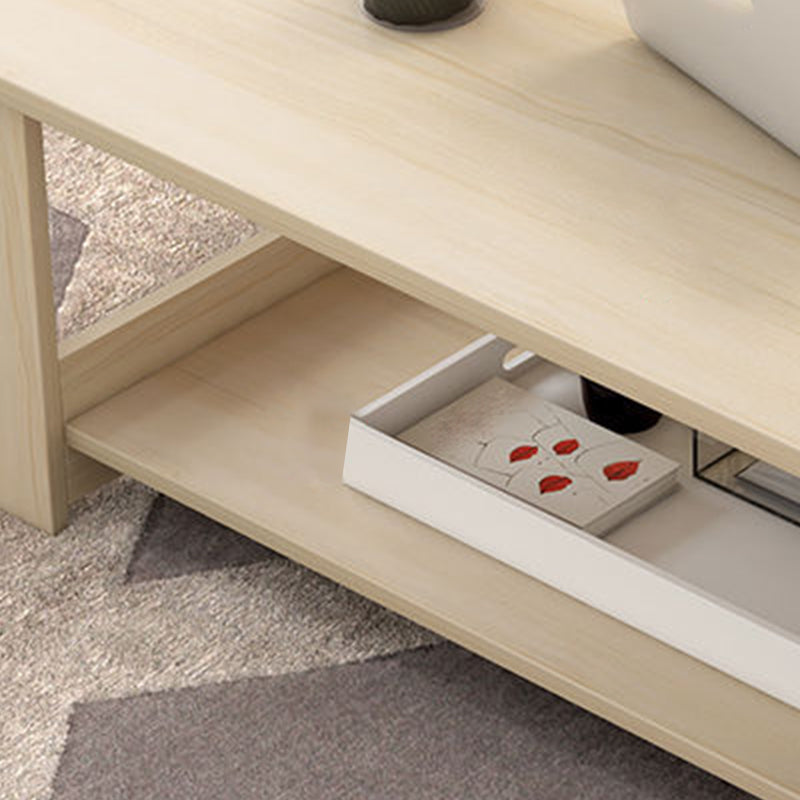 Rectangular Wooden 4 Legs Coffee Cocktail Table with Storage Shelf Clearhalo 'Coffee & Accent Tables' 'Coffee Tables' 'coffee_tables' 'furn' 'furn_coffee_tables' 'Furniture' 'Living Room Furniture' 5421851