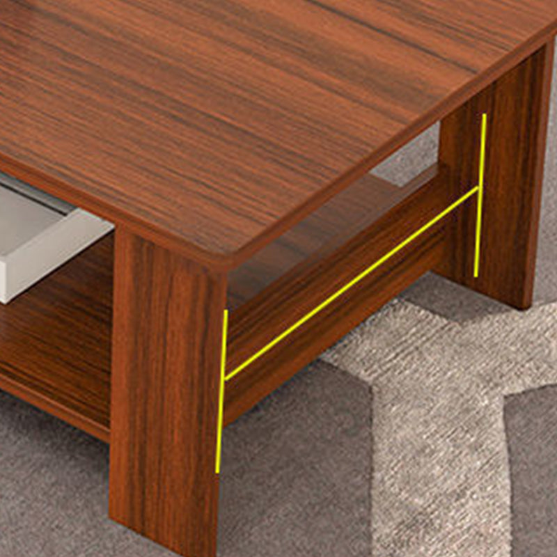 Rectangular Wooden 4 Legs Coffee Cocktail Table with Storage Shelf Clearhalo 'Coffee & Accent Tables' 'Coffee Tables' 'coffee_tables' 'furn' 'furn_coffee_tables' 'Furniture' 'Living Room Furniture' 5421852