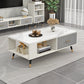 Modern Rectangular Coffee Table with Storage Wooden 4 Legs Cocktail Table White-Gray Glass Clearhalo 'Coffee & Accent Tables' 'Coffee Tables' 'coffee_tables' 'furn' 'furn_coffee_tables' 'Furniture' 'Living Room Furniture' 5421912