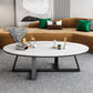 Slate Top Glam Cross Legs Coffee Table Oval Coffee Cocktail Table 47"L x 28"W x 18"H Black Clearhalo 'Coffee & Accent Tables' 'Coffee Tables' 'coffee_tables' 'furn' 'furn_coffee_tables' 'Furniture' 'Living Room Furniture' 5421969