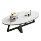 Slate Top Glam Cross Legs Coffee Table Oval Coffee Cocktail Table 39.5"L x 24"W x 18"H Black Clearhalo 'Coffee & Accent Tables' 'Coffee Tables' 'coffee_tables' 'furn' 'furn_coffee_tables' 'Furniture' 'Living Room Furniture' 5421976