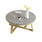 Glam Metal Cross Legs Coffee Table Slate Top Round Coffee Table
