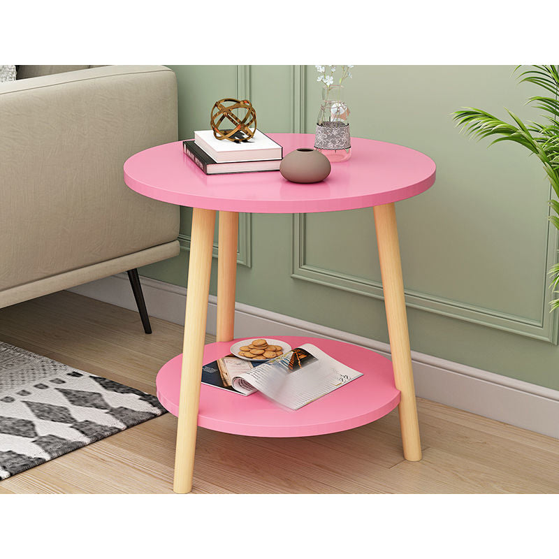 Modern White/yellow/black/pink Round End Table Wooden Tripod Sofa Side Table